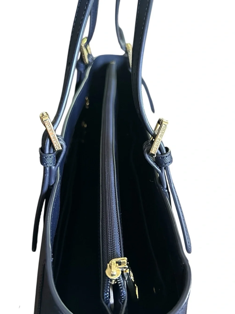 Tory Burch Emerson Large Navy Saffiano Leather Tote NWOT Dust Bag